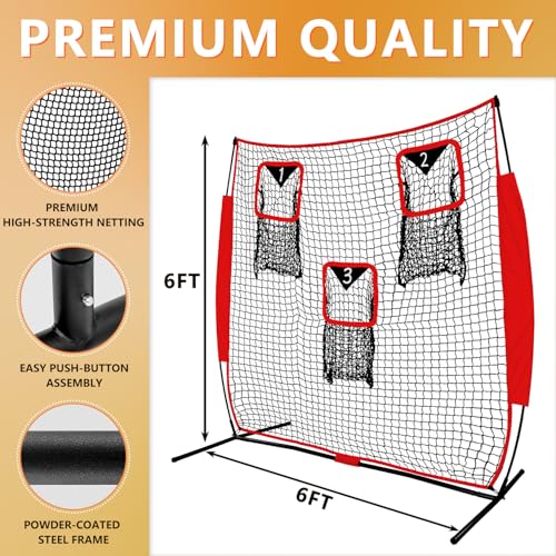 Football Throwing Net ： Quarterback Target for Passing Accuracy Training - Quick Setup Practice Net with Stable Frame & Carry Bag for Backyard or Field Use - size: 6X6FT
