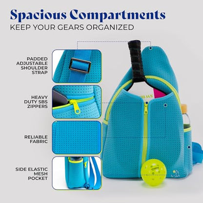 Swinton Pickleball Bag for Women and Men – Stylish Pickleball Backpack | Lightweight, Water-Resistant Pickleball Paddle Bag | Unisex Pickleball Bags with Space for Paddles, Balls & Accessories - color: Light Blue