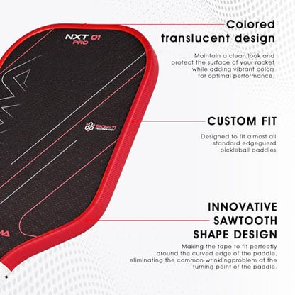 PICKLETECH Pickleball Paddle Protection Tape - Paddle Head Edge Guard - Racket Edge Protection Tape -Fit Perfectly Curved Edge -No Wrinkling - color: Red Diagonal Stripe, size: Width 20mm