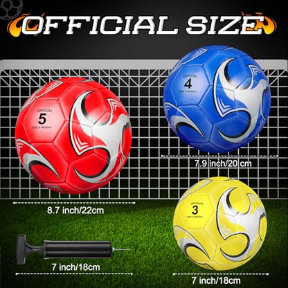 Supervitae 12 Pack Soccer Balls for Teen Adult Bulk Deflated Soccer Balls with Pump Outdoor and Indoor Training Practice Football for Back to School Sports Game Birthday Gift Party - size: Size 3