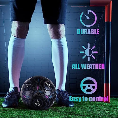 Size 5 Soccer Ball, Official Size & Weight for Training, Unique Appearance-Convenient Pump Included
