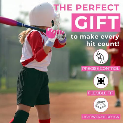 HANDLANDY Baseball Batting Gloves for Adult Youth, Grip Breathable Softball Batting Gloves Fit Men Kids Boys Girls - color: Pink-Kids, size: Kids Large