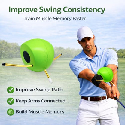 Golf Swing Trainer Ball with Adjustable Strap, Improve Arm Connection, Swing Path & Tempo, Golf Training Aid for Swing Mechanics