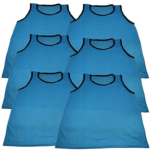 BlueDot Trading Adult & Youth Scrimmage Training Vests for Soccer, Basketball & More – Available in 1, 6, 12, 24 Packs - color: Light Blue, style: Youth 6 Pack
