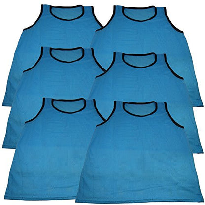 BlueDot Trading Adult & Youth Scrimmage Training Vests for Soccer, Basketball & More – Available in 1, 6, 12, 24 Packs - color: Light Blue, style: Youth 6 Pack