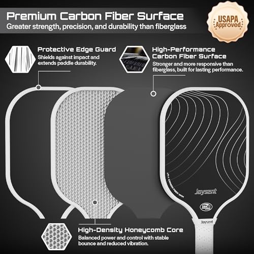 Pickleball Paddles Set, USAPA Approved Carbon Fiber Pickleball Set of 2 with Beginner Pickleball Rackets, Indoor Outdoor Pickle Balls for Adults Men Women, JT-1 - color: White