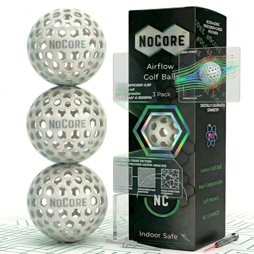 NOCORE Airless Golf Balls for Indoor Short Game Practice - Golf Accessories for Men - Swing Training Inside, Softer Impact Than Foam Golf Balls - Hit Into Anything No Damage Golf Gift