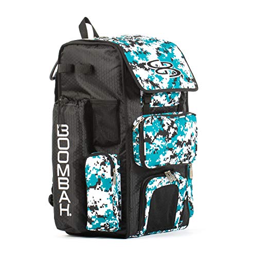 Boombah Superpack Bat Pack - Backpack Version (no wheels) - Holds 4 Bats - Camo Series - Multiple Color Options - color: Black/Teal