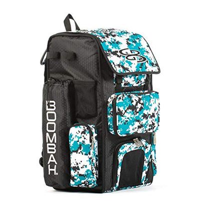Boombah Superpack Bat Pack - Backpack Version (no wheels) - Holds 4 Bats - Camo Series - Multiple Color Options - color: Black/Teal