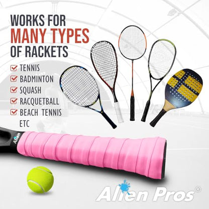ALIEN PROS New Model M-Tac Tennis Racket Grip Tape (6 Grips) Tennis Overgrip Grip Tape Tennis Racket Tac Feel Tennis Grip – Wrap Your Racquet for High Performance (6 Grips) - color: Neon Green