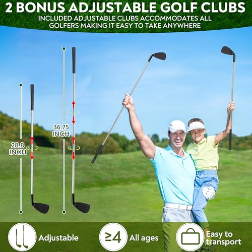 Parkway Play Sticky Golf Chipping Game Set 6x6 ft Metal Frame, Backyard Target Game, 2 Clubs, 25 Sticky Balls, Turf Mat, Indoor Outdoor Yard Sport, Golf Practice Set, Chipping Training Aid - style: METAL FRAME SET