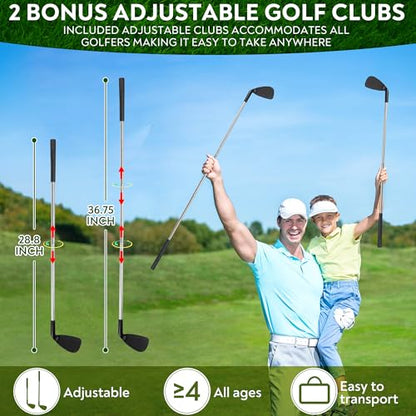 Parkway Play Sticky Golf Chipping Game Set 6x6 ft Metal Frame, Backyard Target Game, 2 Clubs, 25 Sticky Balls, Turf Mat, Indoor Outdoor Yard Sport, Golf Practice Set, Chipping Training Aid - style: METAL FRAME SET