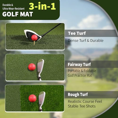 Fanshaw Premium Dual-Turf Golf Mat: 5x4ft 40MM-50MM Thickened for Backyard, Driving Range, Indoor & Outdoor Practice Hitting, Swing & Chipping, Ideal Gifts for Men Dad