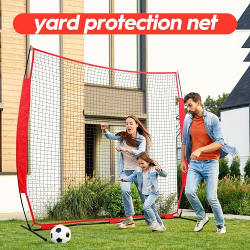 7x7ft /10x16ft /10x20ft Portable Sport Net with Handbag and 12 Ground Nails. Stable Backstop Net for Softball, Lacrosse, Soccer, Baseball. Ball Stop Equipment for Backyard Garden Training（Only Block） - size: Red 7x7 ft