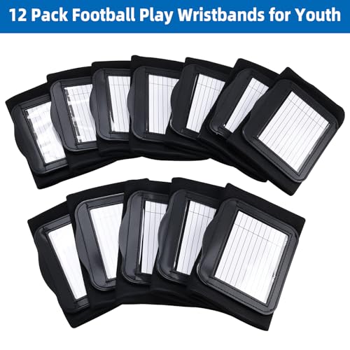 Yaegoo 12 Pack Football Play Wristbands for Youth, Football Armband Playbook, Youth Size Quarterback Play Wristbands, Blank Play Sheets Included
