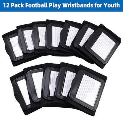 Yaegoo 12 Pack Football Play Wristbands for Youth, Football Armband Playbook, Youth Size Quarterback Play Wristbands, Blank Play Sheets Included