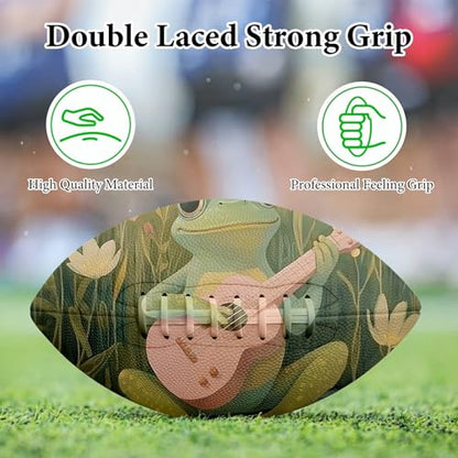 American Football, Official Size 11.9 x 7.3 Inch, Premium Composite Leather High-Grip Ball with Pro-Style Lacing, Unique Prints for Training, Games & Gifts - color: Frog Guitar