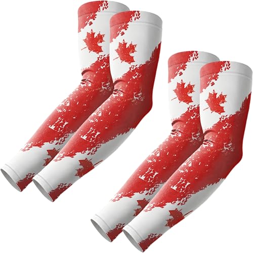 ROXUN Arm Sleeves, Cooling UV Sun Protection Sports Compression for Men/Women - color: 2 Pairs Canada Flag-2