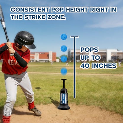 Ball Popper Baseball Training Equipment – Timing & Hitting Skill Development, Spring-Powered Pop Up Tee Batting Trainer for Practice Without a Pitcher (1 Popper Ball Included)
