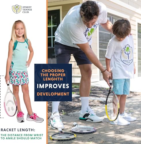 Kids Tennis Racket with Training Videos – Aluminum Youth Tennis Racket with Neoprene Handle for Children Age 5-12 – Learn Faster and Play Better by Street Tennis Club - color: Girls, size: 19