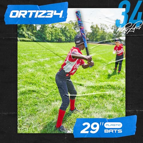 Ortiz34 Bat & Ball Set - Graffiti Plastic Bat & Ball Homerun Set- David Ortiz Backyard Baseball Set for Youth, Kids, Teenagers, Adults (Bat & Ball Set, Blue) - color: Blue/Purple, style: Bat & Ball Set