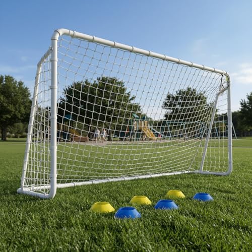 8x6, 12x6, 16x7 FT Soccer Goal for Backyard, Metal Soccer Goals with PE Soccer Net, Target Net & Training Cones, Rust-Proof Reinforced Frame, Outdoor Soccer Net for Kids, Youth Training or Team Game - size: 12x6 ft
