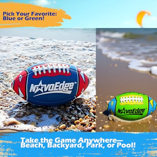 8.5-Inch All-Weather Football for Kids | Land & Water Play on Lawn, Playground, Pool, Beach | Waterproof with Grips & Laces | Includes Pump | Choose 1 or 2 Ball Pack - color: Green x1