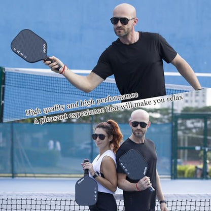 Jefoo Pickleball Paddle Set of 2 - High Performance Lightweight Fiber Glass/Carbon Fiber Material, Good Grip - Sturdy Pickle Ball Paddles for Ultimate Game Experience