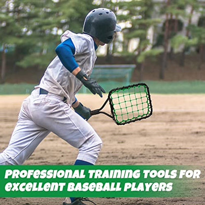 Meooeck Baseball Fungo Racket for Light Weight Bat Racket 12 oz Fungo Bat Baseball Softball Training Equipment for Coaches Youth Parents Drills Control and Accuracy Practicing, Black Green