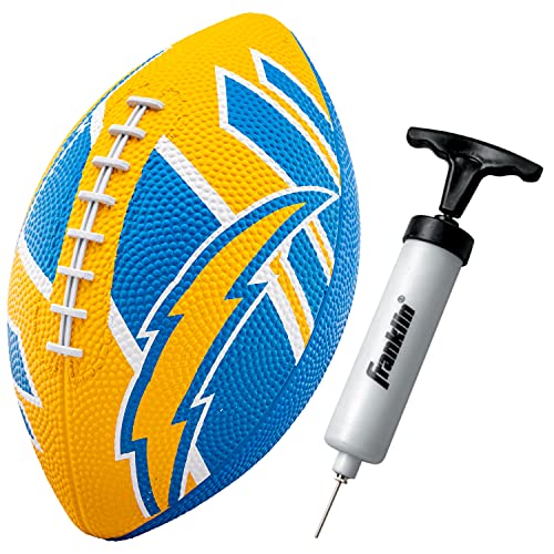 Franklin Sports NFL Team Footballs - Rubber Youth Mini Balls for All Teams - Kids 8.5" Football + Air Pump Sets - Official NFL Licensed - style: Los Angeles Chargers