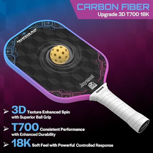3D-T700-18K Carbon Fiber Pickleball Paddle with 14mm Foam Core, USAPA Approved Premium Pickle Ball Racket Set with Enhanced Spin, Balance Control & Power, Gearfoam Max