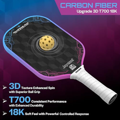 3D-T700-18K Carbon Fiber Pickleball Paddle with 14mm Foam Core, USAPA Approved Premium Pickle Ball Racket Set with Enhanced Spin, Balance Control & Power, Gearfoam Max
