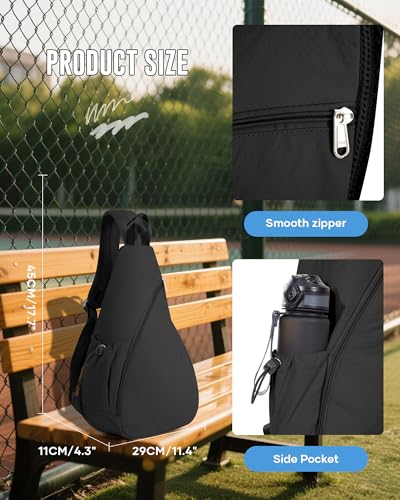 Pickleball Bag,Pickleball Bags for Women Men,Gym Bag,Protable Sling Backpack Fits 2 Paddles - color: B-Black