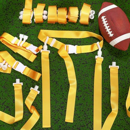 Peryiter 2/12/24/36 Player Flag Football Belt, Adjustable Football Belts and Flags for Kids Youth Adult Sport Team Training - color: Yellow