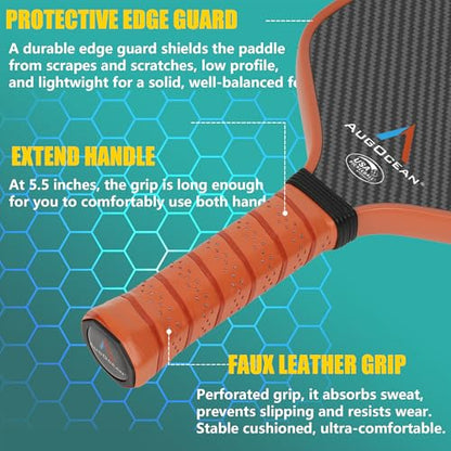 Pickleball Paddle,Pickleball Paddles-3K Raw Carbon Fiber Pickle Ball Paddle Surface with Great Grit & Spin,T700 Pickleball Racket with Excellent Power,Control and Balance,USAPA Approved - color: Brown