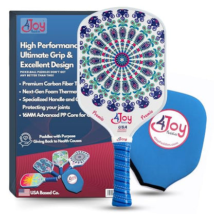 4Joy Pickleball Paddle Premio Series - Thermoformed Premium T700 Carbon Fiber Pickleball Paddless - Professional Pickleball Rackets for Women & Men - 16mm Honeycomb Core - USAP Approved - style: Fitz