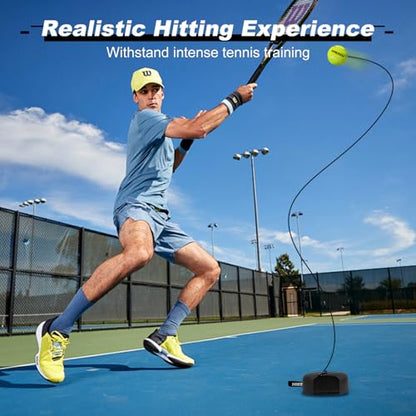 Hikeen Premium Tennis Trainer Rebound with Metal Base,Portable Solo Tennis Trainer Set with 3 Highly Elastic String Balls,Tennis Practice Equipment for Adult Kids an Beginners - style: Black