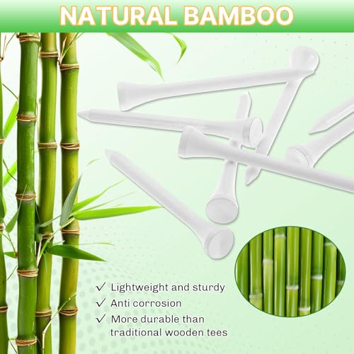 Bamboo Golf Tees 1000/500 PCS 2-3/4 & 3-1/4 inch Length | Professional Natural Bamboo Golf Tees, Durable and Low Friction