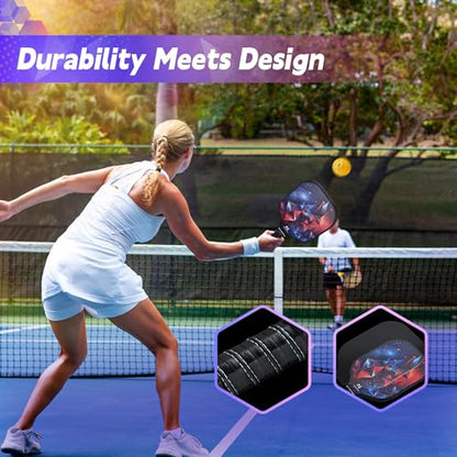 niupipo Pickleball Paddles Set of 2 or 4, USAPA Approved Fiberglass Pickleball Paddle Set with Balls and Bag, Polypropylene Honeycomb Core, Lightweight Pickleball Paddles for Beginners Men Women