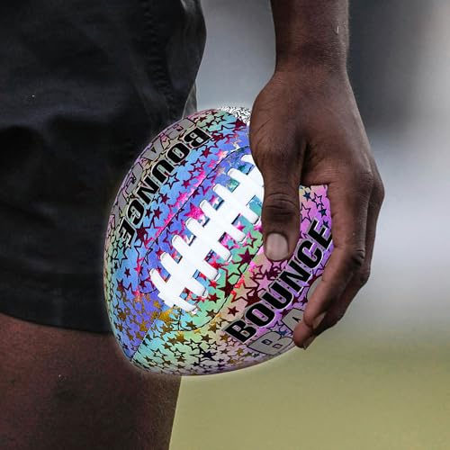 BOUNCEBACK Training Football, Youth Size & Official Size, Fatherless Football PassCatch Solo Enhancing Passing Catching(with Pump) - style: Holographic-7#(Ages 5-14)