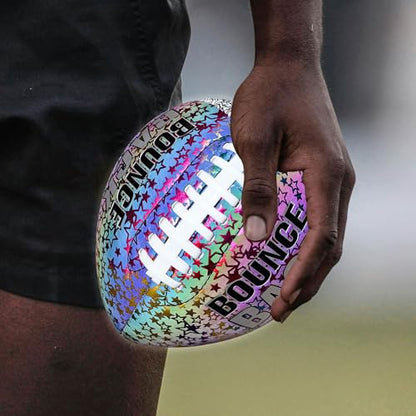 BOUNCEBACK Training Football, Youth Size & Official Size, Fatherless Football PassCatch Solo Enhancing Passing Catching(with Pump) - style: Holographic-7#(Ages 5-14)