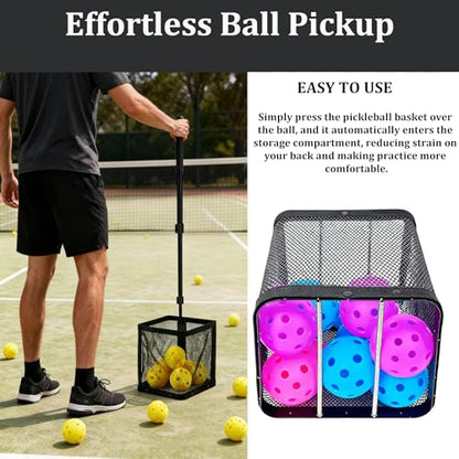WIGERLON Pickleball Picker Upper,Pickleball Basket for Pickleball Retriever,Pickleball Collector for Coach or Training Pickleball Ball Holder Holds Up to 24 Balls