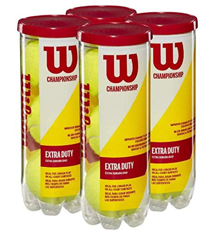 WILSON Championship Tennis Balls - size: 4 Can Pack (12 Balls), style: Extra Duty