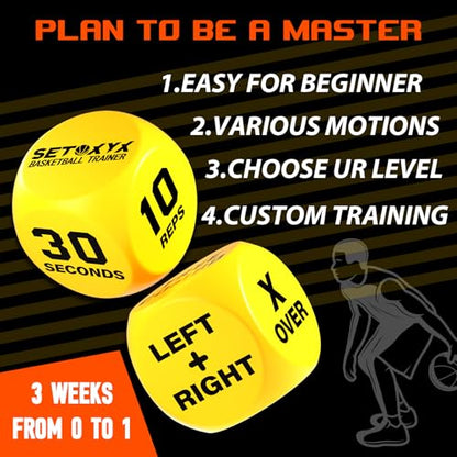 Basketball Dribble Skills Dice Set - Training Equipment - Basketball Gift for Boys.Dribble Skills Training for Beginner and Party Favors - color: Yellow