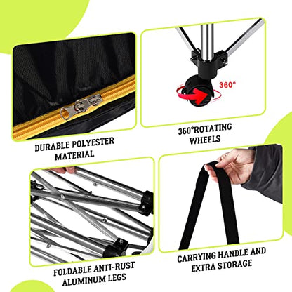Deekin 2 Pcs Portable Ball Cart and Tennis Ball Pickup Collector Tennis Basket on Wheels with Storage Bag Tennis Ball Picker Upper Tennis Ball Tube Retriever for Baseball Storage (Medium Tube)