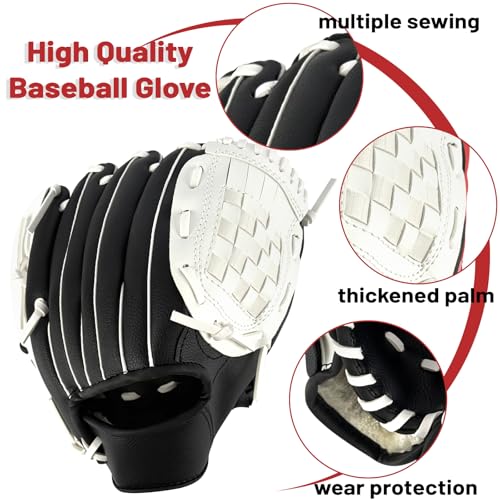 Baseball Glove,Baseball Softball Mitt with Ball for Kids Youth Adults Training and Beginner,Right Hand Throw,Left Hand Glove - color: Monochrome Streak, size: 12.5"
