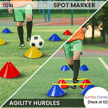 GSi Hurdle Training Cones | Multi Pack Sets | Dual Purpose Agility Cones with Holes | Ideal for Soccer, Kids, Dog, and Sports Training - style: Jumbo - 12 Pack
