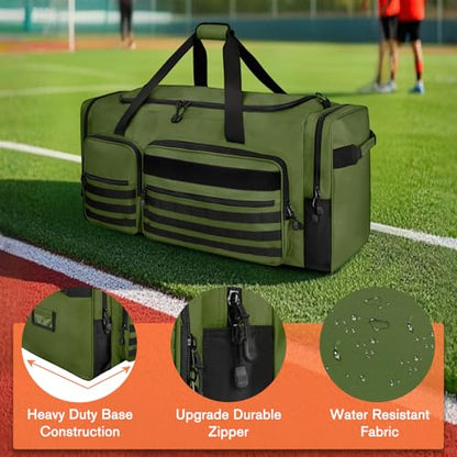 Goloni 130L Heavy Duty Large Duffle Equipment Bag,Catchers Gear Bag with Shoe Compartment,Baseball Duffle Bag - color: Green