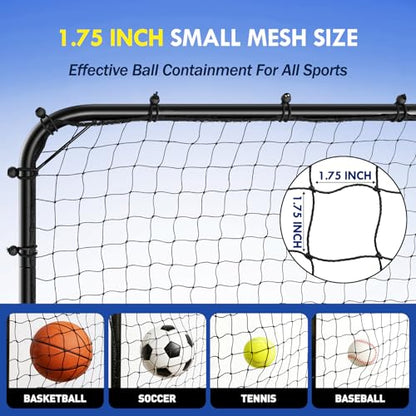 Backstop Net System for Backyard – Heavy Duty Sports Barrier Net with Steel Posts, Movable/Socketed Ball Stop Net for Soccer, Baseball, Training - size: 30FT Wide, style: Upgraded Socketed-1.75 Inch Net