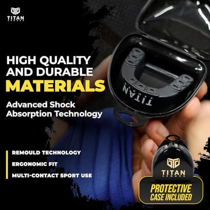 Titan Armour® Mouth Guard Boxing | Premium Dual-Layer | Case Included | Adult & Youth Custom-Fit Mouthpiece | Boil & Bite Mouthguard for Men: Football, MMA, Hockey, Lacrosse, BJJ, Basketball - color: Gold, size: Adult Age 11+